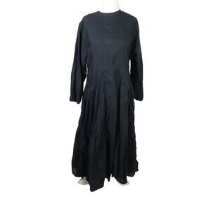 Rhode black cotton long sleeve drop waist midi dress S